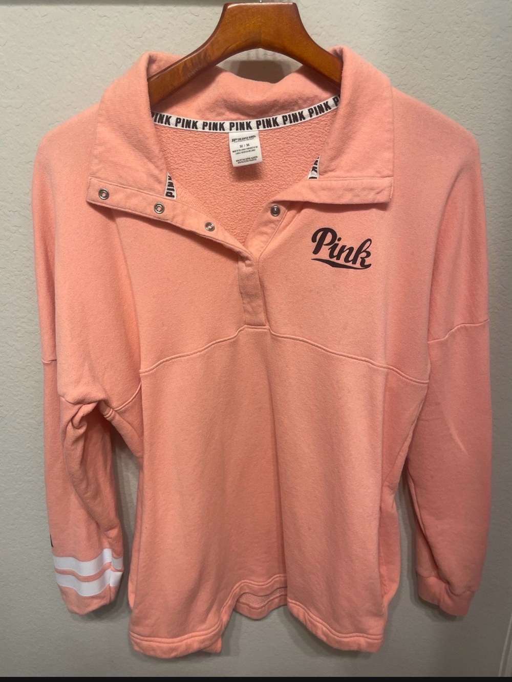 PINK Victoria's Secret Peach Snap-Front Hoodie
